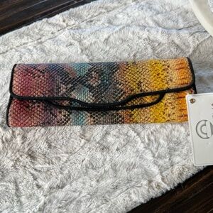 Big Buddha Vibrant Snake Print Clutch NWT